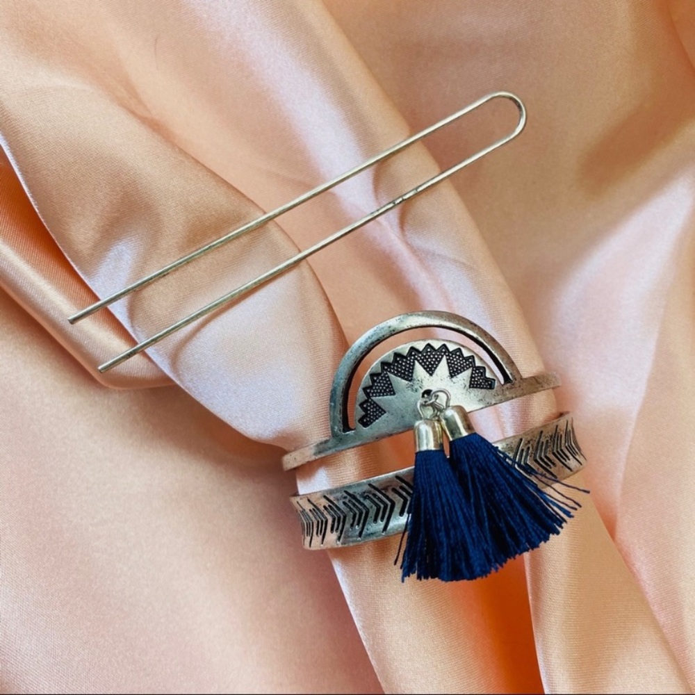 Boho Tassels Metal Hair pins Bun Cage - Picture 2 of 7